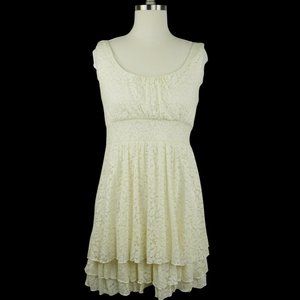 Pinky Girls Japanese Lace Off-White Sleeveless Mini Dress
